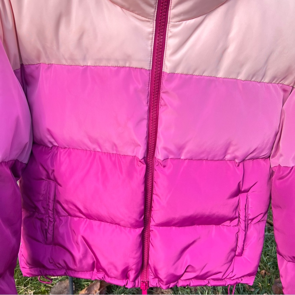 Rebecca Minkoff Vibrant Pink and Cream Puffer Jacket - Picture 6 of 9